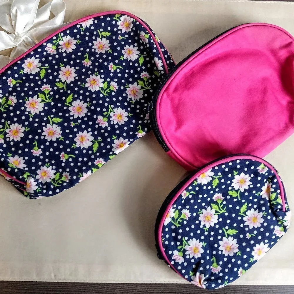 Lord & Taylor 3-Pc. Floral Cosmetic Bag Set